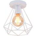 Axhup - Deckenleuchte Vintage Industri Diamant Deckenlampe mit Ø20cm Käfig Semi-Flush Mount Eisen Licht E27 Lampenfassung für Esszimmer Schlafzimmer