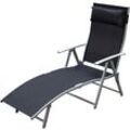 Outsunny - Sonnenliege Strandliege Gartenliege Relaxliege klappbar mit Kissen Strand Metall+Stoff Schwarz 137 x 63,5 x 100,5 cm