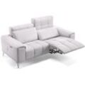 Sofanella Leder 2-Sitzer Sofa SALENTO Weiß 178 x 100 x 80 cm Füße: Matt-Schwarz