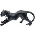 Neuwertig] Deko Figur Leopard HHG 739, Skulptur Raubkatze Statue, Polyresin, In-/Outdoor, 45x20x11cm schwarz matt mit Halsband