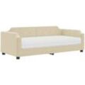 Tagesbett mit Matratze Creme 80x200 cm Stoff Vidaxl