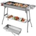 Tlgreen - Holzkohlegrill XXL,106 33 72cm, Klappgrill, Campinggrill, Picknickgrill, aus Edelstahl, Grill mit Antihaft-Pfanne, Aufbewahrungskorb &