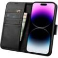 2in1 Leder Flip Cover iPhone 14 Pro Anti-RFID Wallet Case Schwarz