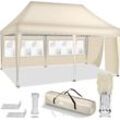 Tillvex - Pavillon 3x6m - mit 3 Seitenwänden Beige wasserdicht Pop-Up Faltpavillon höhenverstellbar Gartenzelt uv Schutz 50+ Partyzelt mit Tasche für