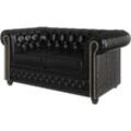 Chesterfield Sofa 2-Sitzer aus Schwarz veganem Leder - Lukas