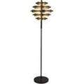 Licht-erlebnisse - led Stehlampe Metall 148 cm in Schwarz matt Gold rund warmweiß 2700 k 552 lm Modern