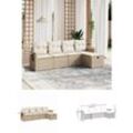 5-tlg. Garten-Sofagarnitur mit Kissen Beige Poly Rattan - Gartenmöbel-Sets - Beige - The Living Store