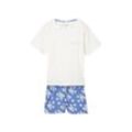 TOM TAILOR Damen Kurz-Pyjama mit Blumenmuster, blau, Geblümt, Gr. M/38