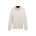 TOM TAILOR Herren Troyer Pullover mit Strukturmix, weiß, Meliert, Gr. S