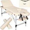 tectake® 3 Zonen Massageliege, Breite 60 cm, Polsterung 5 cm, mit Aluminiumgestell, 210 x 95 x 89 cm