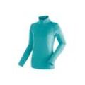 Fleecepullover MAIER SPORTS "Eva" Gr. 46, blau (türkis), Damen, 100% Polyester, Sweatshirts, Damen Fleece, funktioneller Midlayer, Half-Zip, Regular Fit