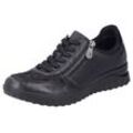 Sneaker RIEKER, Damen, Gr. 37, schwarz, Leder, Lederimitat, sportlich, Schuhe, Freizeitschuh, Halbschuh, Schnürschuh mit loser Soft-Einlage