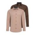 Langarmhemd RUSTY NEAL Gr. 4XL, EURO-Größen, beige (beige, braun) Herren Hemden im Slim-Fit geschnitten