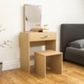 Isla Dressing Table & Mirror Set 1 Drawer Stool Vanity Table, Pine