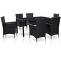 Vidaxl - 7-tlg. Garten-Essgruppe Poly Rattan Schwarz