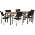 Beliani - Gartenmöbel Set Eukalyptusholz Edelstahl Tisch 180 cm 6 Rattanstühle Schwarz Terrasse Outdoor Modern Garten Terrasse