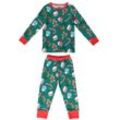 Småfolk Pyjama Set Kinder Baumwolle bedruckt, grün