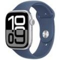 Apple Watch Series 10 46 mm Aluminium (GPS) Sportarmband S/M denim, silber