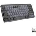 Logitech MX Mechanical Mini (Tacticle Quiet) Bluetooth®, Funk Tastatur Deutsch, QWERTZ Graphit Abnehmbares Kabel, Beleuchtet, Wiederaufladbar