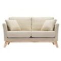 Sofa skandinavisch 2 Plätze Beige helle Holzbeine OSLO