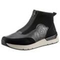 Slip-On Sneaker RIEKER Gr. 41, schwarz (schwarz-grau) Damen Schuhe Schlupfboots, Stiefelette, High top Sneaker in veganer Verarbeitung