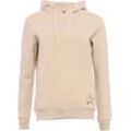 Hoodie ZWILLINGSHERZ "Kiana" Gr. L/XL, beige Damen Sweatshirts mit Pailletten besetzter "Smile"-Schriftzug am Rücken