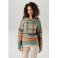 Strickpullover ANISTON CASUAL, Damen, Gr. 34, bunt (grau, aqua, apricot, rost, marine, jade, braun, moosgrün, wollweiß), Strick, Obermaterial: 73% Polyacryl, 27% Polyester, gemustert, gestreift, geringelt, Strukturmuster, modisch, lässig geschnitten hüftlang, Pullover, aus buntem Effektgarn - jedes Teil ein Unikat