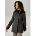 Cabanjacke ANISTON CASUAL Gr. 36, schwarz (anthrazitmeliert) Damen Jacken mit Schalkragen Bestseller