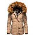 Winterjacke NAVAHOO "Zoja" Gr. M (38), grau (taupe) Damen Jacken stylische Steppjacke mit Kunstpelz Kapuze