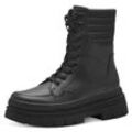 Winterboots MARCO TOZZI "FREDO", Damen, Gr. 39, schwarz, Lederimitat, Textil, unifarben, klassisch, Schuhe, Plateau, Bikerboots, Schnürtiefelette, Chunky Boots, Ziernähte