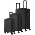 Trolleyset TRAVELITE "BALI 4w L/M/S", schwarz, ABS, unifarben, Koffer-Sets, Kofferset Reisegepäck Reisekoffer Hartschallenkoffer TSA Schloss