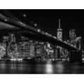 LIVING WALLS Fototapete "New York City Brooklyn Bridge" Tapeten Skyline Tapete Brücke Fototapete Wohnzimmer Tapeten Flur Design Optik Gr. B/L: 3,36 m x 2,6 m, schwarz grau weiß