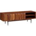 Finebuy - Lowboard Sheesham Massivholz 123x42x35 cm TV-Kommode mit zwei Türen, Design TV-Schrank Hoch, Fernsehtisch Fernsehschrank Modern,