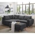 Lomadox - Ecksofa mit Hocker und 8 Kissen in anthrazit, L-Form mit Recamiere links, Serie CUNEO-09 - anthrazit