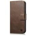 2in1 Leder Flip Cover iPhone 14 Pro Anti-RFID Ölwachs Wallet Case Dunkelbraun