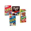 SPAR-SET 169882 - Mattel - 4er Set Kartenspiele: UNO, Skip Bo, Phase 10 und DOS