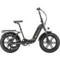 E-Bike GREENSTREET "Tiefeinsteiger Klapprad GS5" Gr. 42, grau (anthrazit), E-Bikes, 40cm, 20 Zoll (50,80cm), Pedelec, Elektrofahrrad für Damen u. Herren