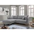 Ecksofa INOSIGN "Lazio" Sofas Gr. B/H/T: 255cm x 94cm x 180cm, Velours, Recamiere links, grau zwei verschiedene Fußfarben wählbar