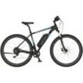 E-Bike FISCHER FAHRRAD "MONTIS EM 1724 422" Gr. 51, schwarz (schwarz, blau), E-Bikes, 51cm, 27,5 Zoll (69,85cm), Pedelec, Elektrofahrrad für Damen u. Herren, MTB