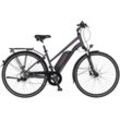 E-Bike FISCHER FAHRRAD "VIATOR 1.0 Trapez 44" Gr. 44, grau (anthrazit), E-Bikes, 44cm, 28 Zoll (71,12cm), Pedelec, Elektrofahrrad für Damen u. Herren