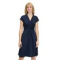 Sommerkleid BETTY BARCLAY "Betty Barclay Freizeitkleid ohne Verschluss", Damen, Gr. 36, Normalgrößen, blau (dunkelblau), Jersey, Obermaterial: 94% Polyester, 6% Elasthan., feminin, körpernah kurz, V-Ausschnitt, Kurzarm, Kleider, Form