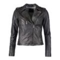 Lederjacke MUSTANG "31023235", Damen, Gr. XL, schwarz (schwarz, grau), Obermaterial: 100% Leder, Ziege / Futter: 100% Baumwolle / Ärmelfutter 100% Polyester, Jacken