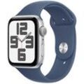 Apple Watch SE 44 mm Aluminium (GPS) Sportarmband M/L denim, silber