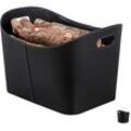 relaxdays Kunstleder XL Kaminholzkorb 27,0 l schwarz 55,0 x 42,5 x 35,5 cm