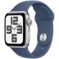 Apple Watch SE 40 mm Aluminium (GPS) Sportarmband M/L denim, silber