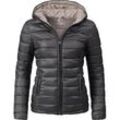 Steppjacke MARIKOO "Luci", Damen, Gr. L (40), schwarz, Obermaterial: 100% Nylon, Futter: 100% Polyester, Wattierung: 100% Polyester, Ärmelfutter: 100% Polyester, klassisch, figurbetont hüftbedeckend, Jacken, modische Damen Übergangsjacke mit großer Kapuze