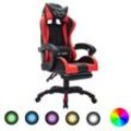 Gaming-Stuhl mit RGB LED-Leuchten Rot und Schwarz Kunstleder vidaXL