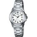 Quarzuhr CASIO TIMELESS COLLECTION, silber (edelstahlfarben), Armbanduhren, Damen, Armbanduhr, Damenuhr, analog, Datum