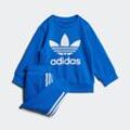 Trainingsanzug ADIDAS ORIGINALS "CREW SET" Gr. 62, blau, Kinder, Obermaterial: 70% Baumwolle, 30% Polyester, Sportanzüge