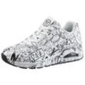 Sneaker SKECHERS "UNO-PROCESS SKETCH", Damen, Gr. 38, schwarz-weiß (weiß, schwarz), Lederimitat, sportlich, Schuhe, mit coolem Sketchprint, Freizeitschuh, Halbschuh, Schnürschuh